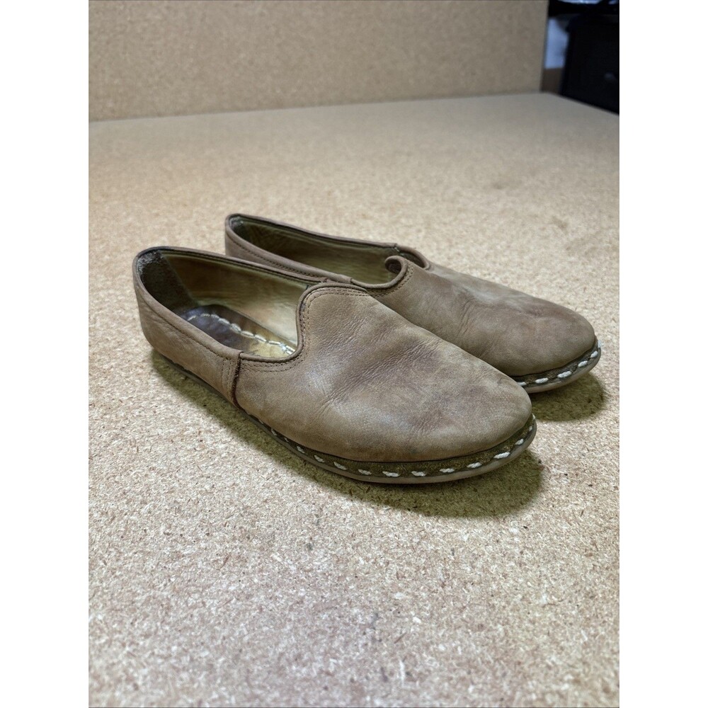 Sabah Handcrafted in Turkey Women 39 Sz US 8 Brown Leather Loafer Shoes.